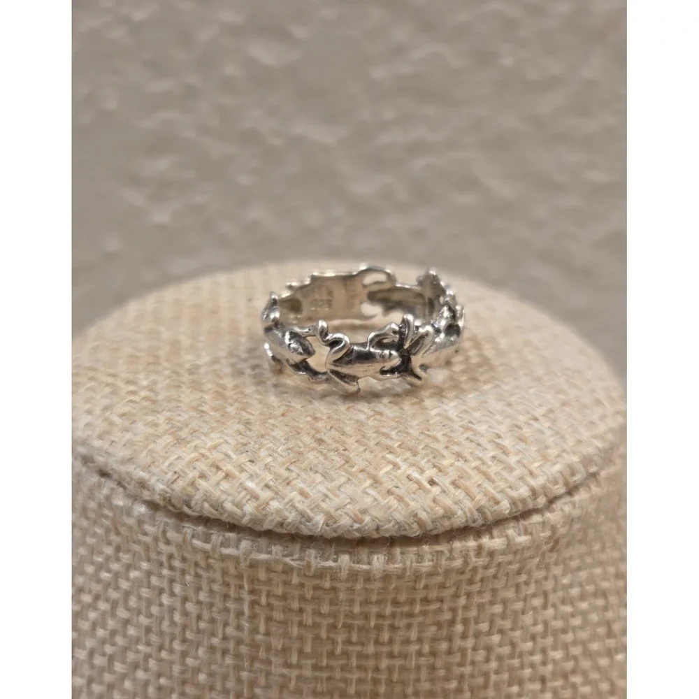 Unique Vintage Sterling Silver Leaping Frog Infinity Ring Size 5